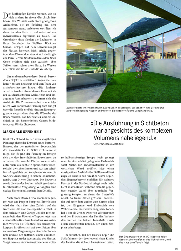 Habitation à Saillon - magazine Traumhaus